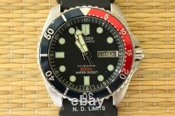 Nice Old Stock Citizen 200m Stainless Steel Dbl Black & Cola Diver Compass Watch