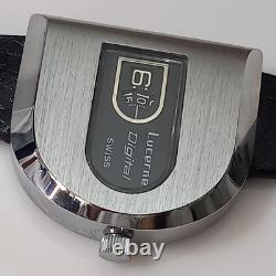 Nos 1960-70's Swiss Lucerne Digital Jump Hour Manual Watch + Swiss Rubber Strap