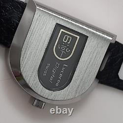 Nos 1960-70's Swiss Lucerne Digital Jump Hour Manual Watch + Swiss Rubber Strap