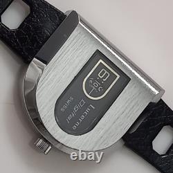 Nos 1960-70's Swiss Lucerne Digital Jump Hour Manual Watch + Swiss Rubber Strap