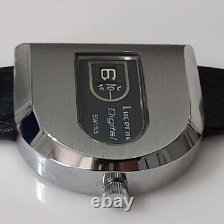 Nos 1960-70's Swiss Lucerne Digital Jump Hour Manual Watch + Swiss Rubber Strap