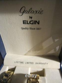 Nos Galaxie By Elgin Watch Abalone Inlay Band In The Original Box Tags Papers