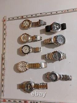 Nos Lot Of Mens Chronograph Multi Brand Watches 9 All Need Batteries Nice