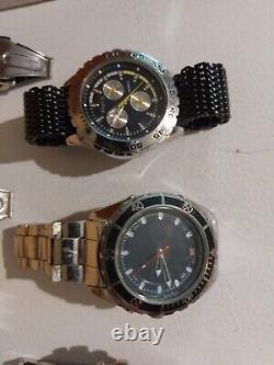 Nos Lot Of Mens Chronograph Multi Brand Watches 9 All Need Batteries Nice