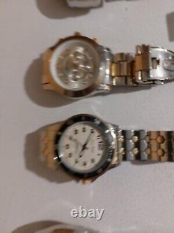 Nos Lot Of Mens Chronograph Multi Brand Watches 9 All Need Batteries Nice