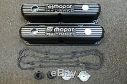 Nos Mopar Performance Black Cast Aluminum Small Block 318 340 360 Valve Covers