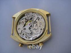 Nos New Rare Swiss Gold Plated Chronograph Men's Atlantic Watch 1960's With Date