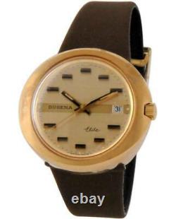 Nos New Swiss Gold Pl Mechanical Hand Winding Big Men's Dugena Elite Watch 1960