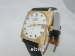 Nos New Swiss Made Gold Plated Automatic Men's Record Watch With Date 1960's