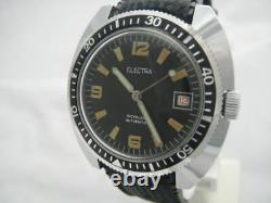 Nos New Vintage Big Automatic With Date Electra Divers Analog Men's Watch 1960's