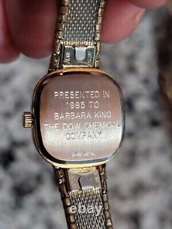 Nos Vintage Swiss Longines Gold Tone Diamond 1/40 10k Rgp Quartz Ladies Watch