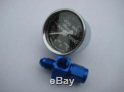 Nos/nx/zex/edelbrock/holley/ Chrome Nitrous Gauge+4an Blue Swivel Fitting-new