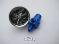 Nos/nx/zex/edelbrock/holley/ Chrome Nitrous Gauge+4an Blue Swivel Fitting-new