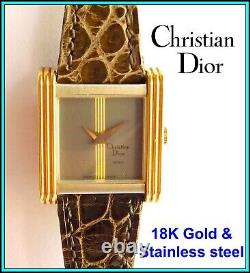 ORIGINAL CHRISTIAN DIOR Watch, Stainless Steel & 18K Solid Gold New Old Stock
