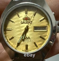 Orient AAA Gold Automatic Watch NOS 21 Jewels Japan Day Date Vintage Rare