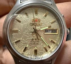 Orient Crystal 21 Jewels Automatic Watch Gold Textured Dial NOS Japan Vintage