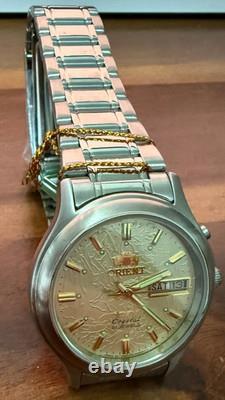 Orient Crystal 21 Jewels Automatic Watch Gold Textured Dial NOS Japan Vintage
