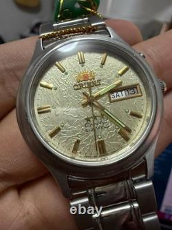 Orient Crystal 21 Jewels Automatic Watch Gold Textured Dial NOS Japan Vintage