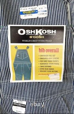 Oshkosh B'Gosh Hickory Stripe Bib Overalls Union Made NEW Old Stock Mens 40 x 32