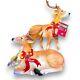 Pair of Light Up Reindeer Blow Molds 26 15 Standing Lying Down New Old Stock