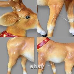 Pair of Light Up Reindeer Blow Molds 26 15 Standing Lying Down New Old Stock