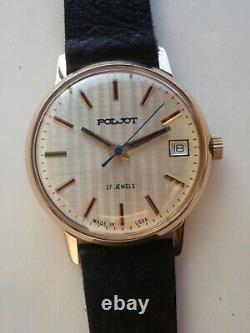 Poljot men's russian new old stock mechanical gold plated vintage wrist watch