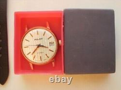 Poljot men's russian new old stock mechanical gold plated vintage wrist watch