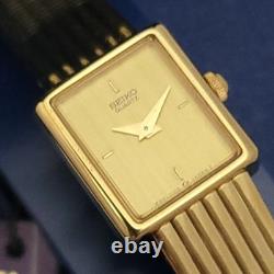 Qm8 Perfect Nos Champagne Gold Dial Seiko Ladies Dress Gorgeous Watch Box Papers