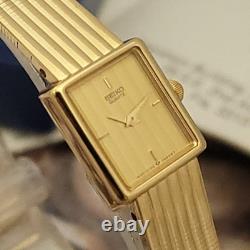 Qm8 Perfect Nos Champagne Gold Dial Seiko Ladies Dress Gorgeous Watch Box Papers