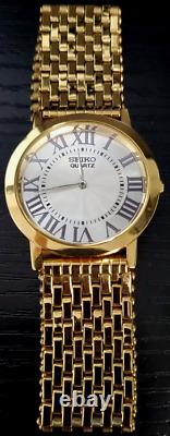 RARE NEW Old Stock Vintage Seiko'Super Slim' 32mm Gold Men's Watch