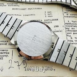 RARE NOS LUCH CCCP 2356 Quartz 1991 USSR Watch Belarus Vtg Box SU bracelet date