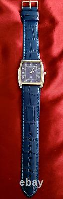 RARE New Old Stock Seiko SQ Tonneau Tank Men's Blue Leather Watch