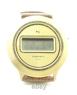 RARE VINTAGE NEPRO Quartz Digital WATCH 1970's NEW OLD STOCK NOS SWISS Brown