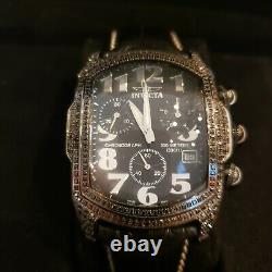 Rare Invicta #2348 Mens Lupah All Pave Black Diamond Bezel Watch 4.4 cts. NOS