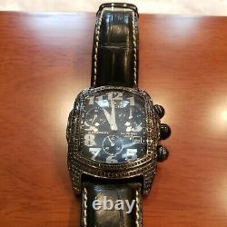 Rare Invicta #2348 Mens Lupah All Pave Black Diamond Bezel Watch 4.4 cts. NOS