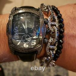 Rare Invicta #2348 Mens Lupah All Pave Black Diamond Bezel Watch 4.4 cts. NOS