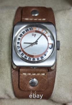 Rare Men's Retro Watch LIP Revival 70s Building 24 Hour 1870522 NOS + Case