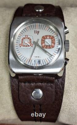 Rare Men's Retro Watch LIP Revival 70s Building 24 Hour 1870532 NOS + Case