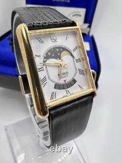 Rare New Old Stock Benrus Legacy Tank Moonphase Genuine Diamond Men's Watch