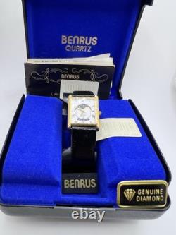 Rare New Old Stock Benrus Legacy Tank Moonphase Genuine Diamond Men's Watch