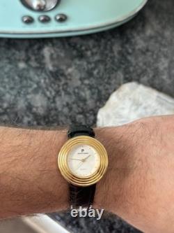 Rare Pierre Cardin UFO/DISCO Gold Watch Mens Leather Strap New Old Stock Vintage