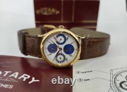 Rotary Roulette Casino Moonphase Vintage Watch 30mm NOS RARE