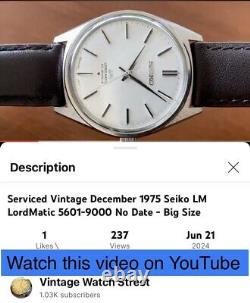 SERVICED Vintage December 1975 Seiko LM LordMatic 5601-9000 A+ Case 2 Straps