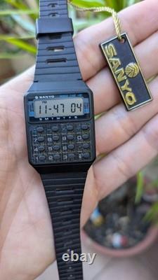 Sanyo World Time Calculator watch NOS 1980 Rare vintage watch Japan