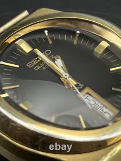 Seiko 0903-8029, Gold Tone, new old stock Crystal, Black Dial Rare, Vintage