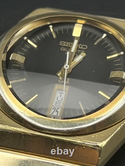 Seiko 0903-8029, Gold Tone, new old stock Crystal, Black Dial Rare, Vintage