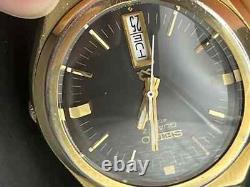 Seiko 0903-8029, Gold Tone, new old stock Crystal, Black Dial Rare, Vintage