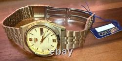 Seiko 5 Vintage Gold Automatic Watch NOS Men's Day Date Japan Rare