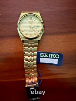 Seiko 5 Vintage Gold Automatic Watch NOS Men's Day Date Japan Rare