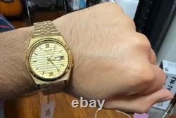 Seiko 5 Vintage Gold Automatic Watch NOS Men's Day Date Japan Rare
